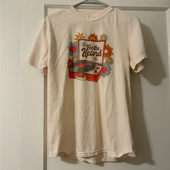 Floral For the Record Comfort Colors Graphic Tee with Retro Record Player Design - Picture 2 of 9